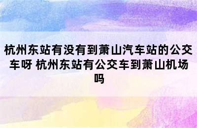 杭州东站有没有到萧山汽车站的公交车呀 杭州东站有公交车到萧山机场吗